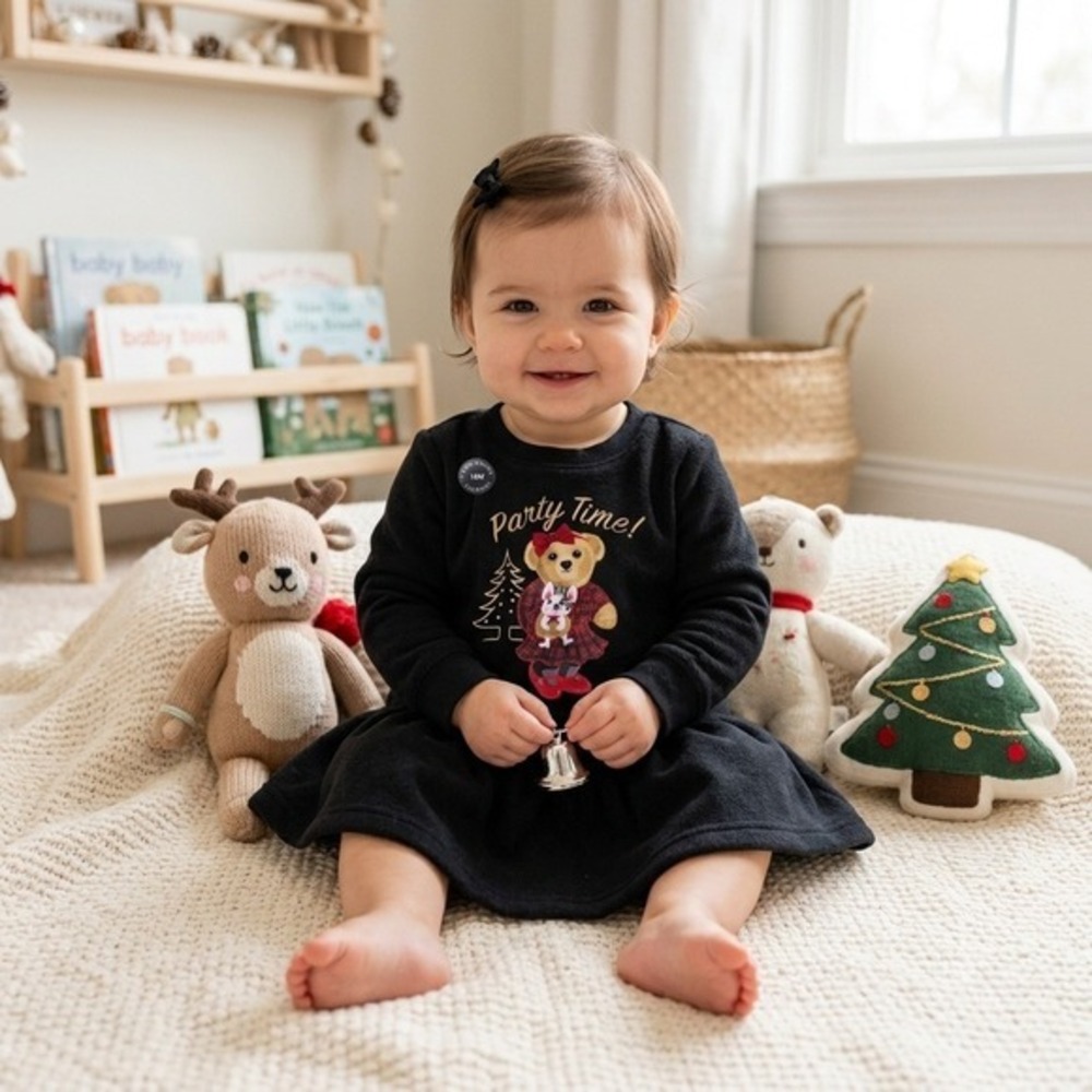 Polo Ralph Lauren Kids Black Polo Bear Holiday Dress Size 12M NWOT